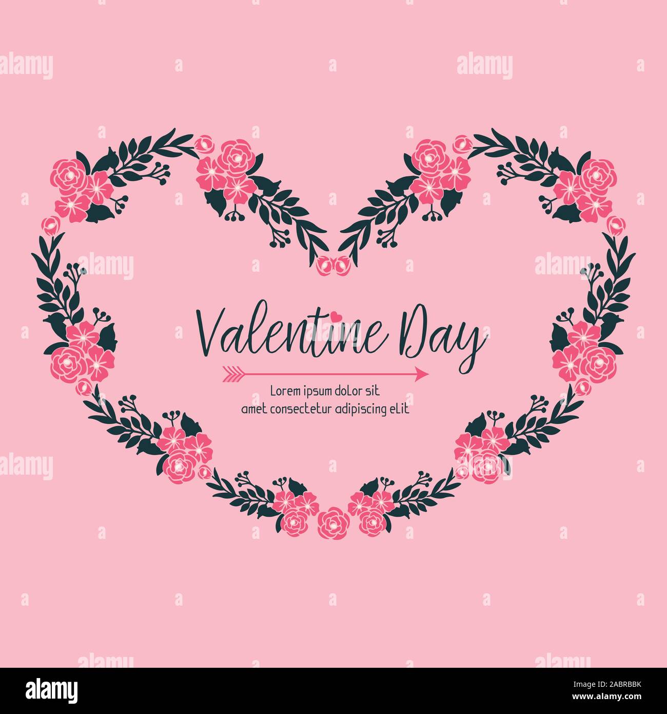 Classic valentine day card, with abstract pink flower frame. Vector ...