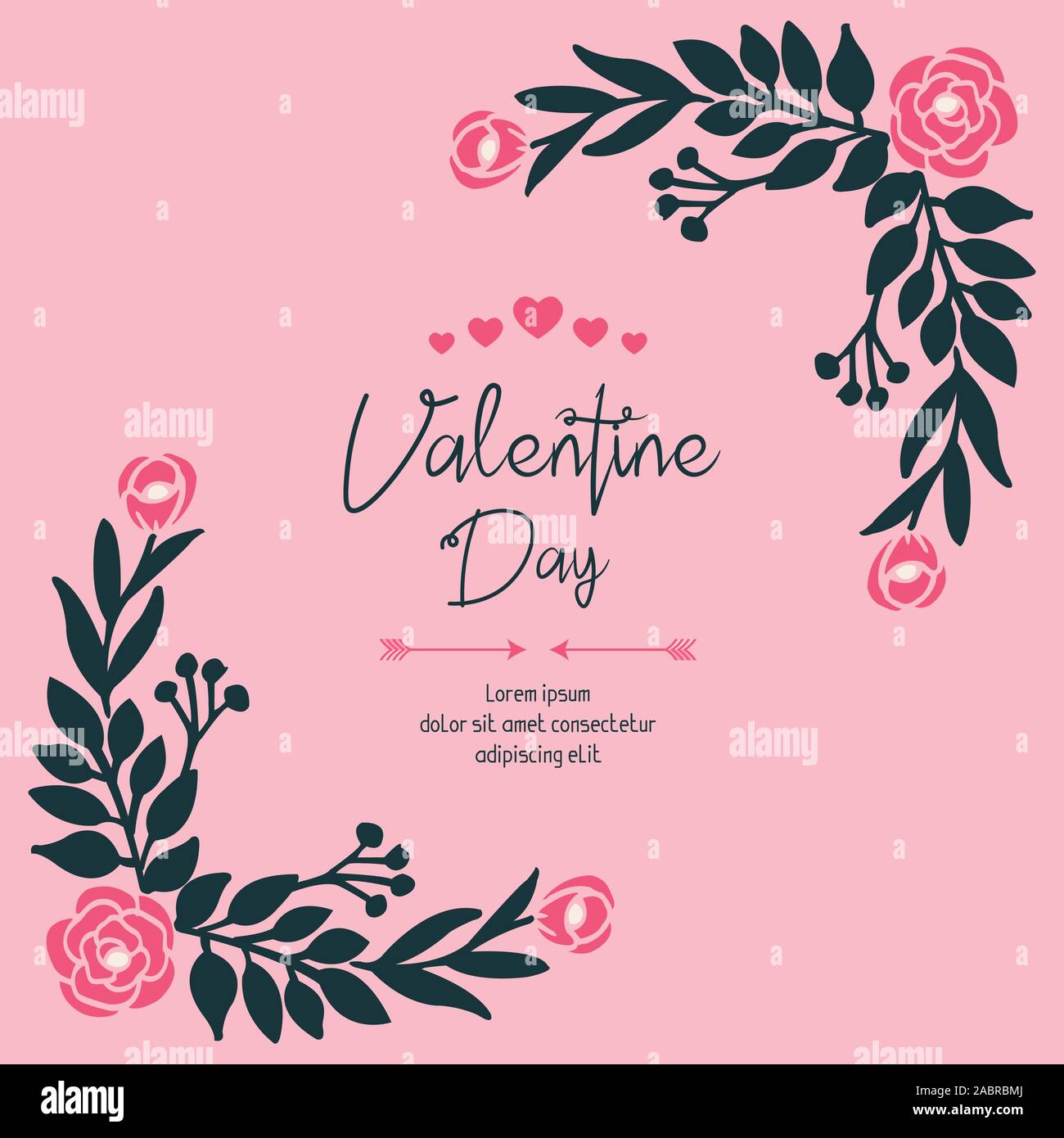 Modern Pink Flower Frame For Banner Design Of Valentine Day