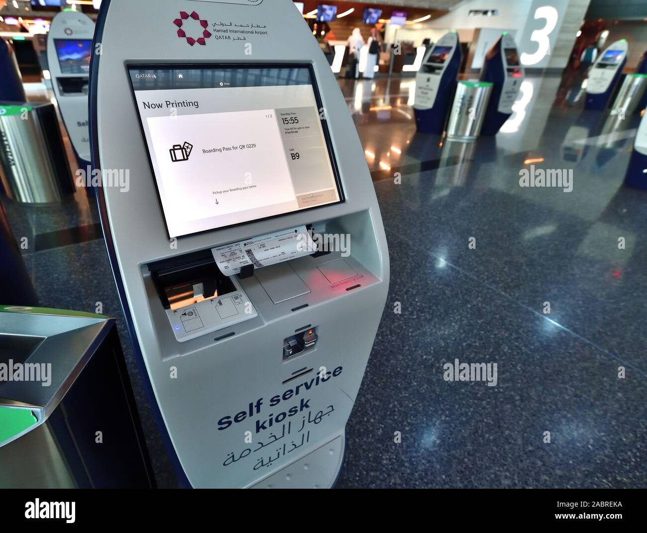 Doha, Qatar Nov 24. 2019. Smart checkin Departure Area of Hamad