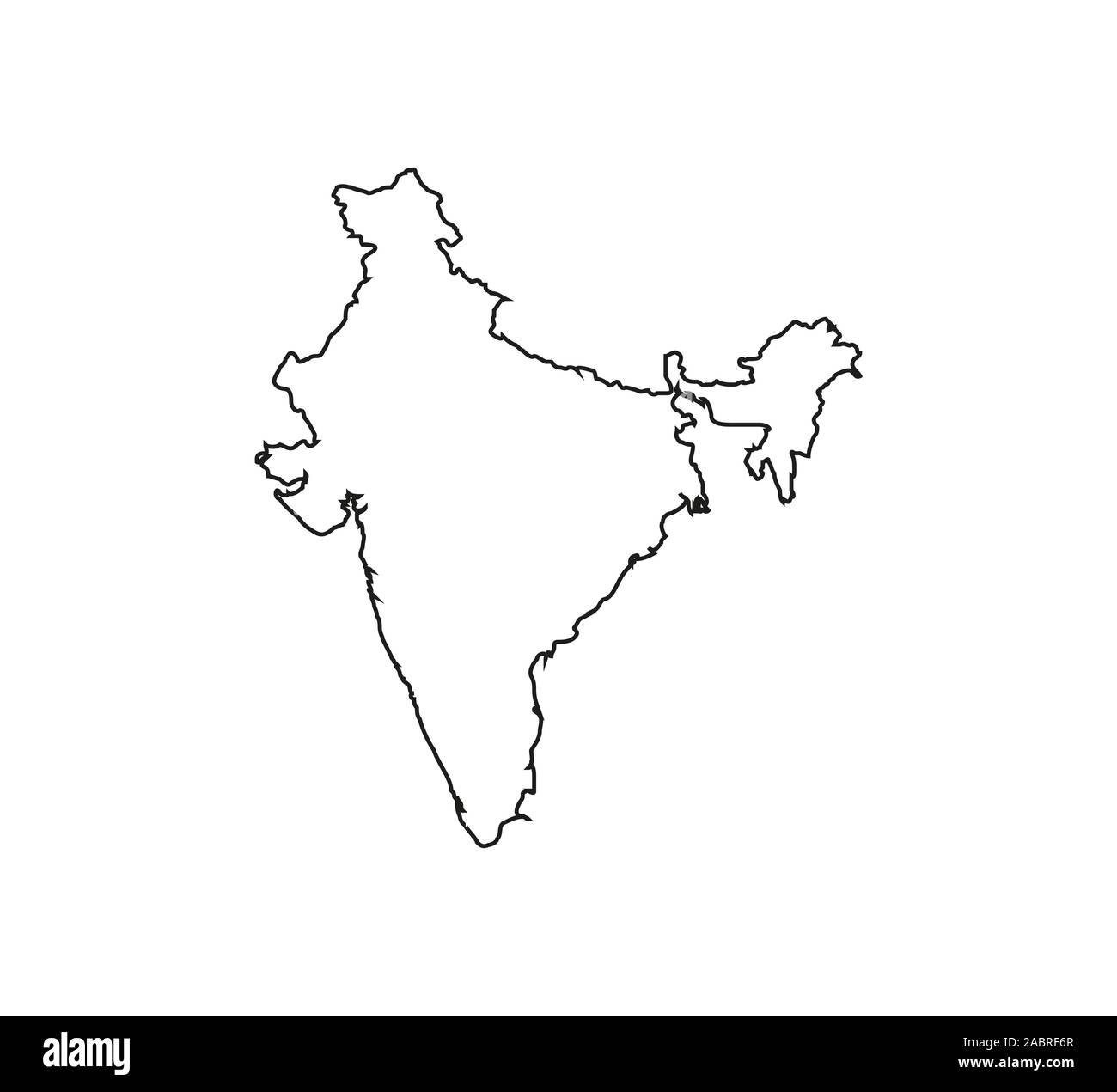 India Map, on white background. Vector illustration. Outline. Stock Vector