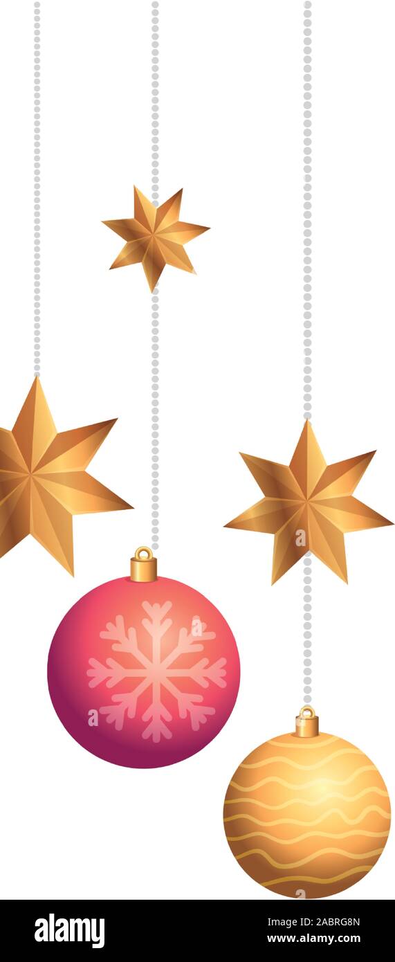 set balls with stars of christmas hanging Stock Vector Image & Art - Alamy