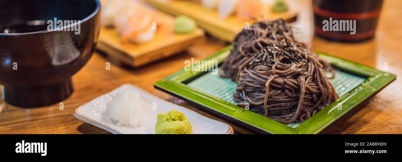 Korean Buckwheat Lamb Served On A Bamboo Mat Banner Long Format