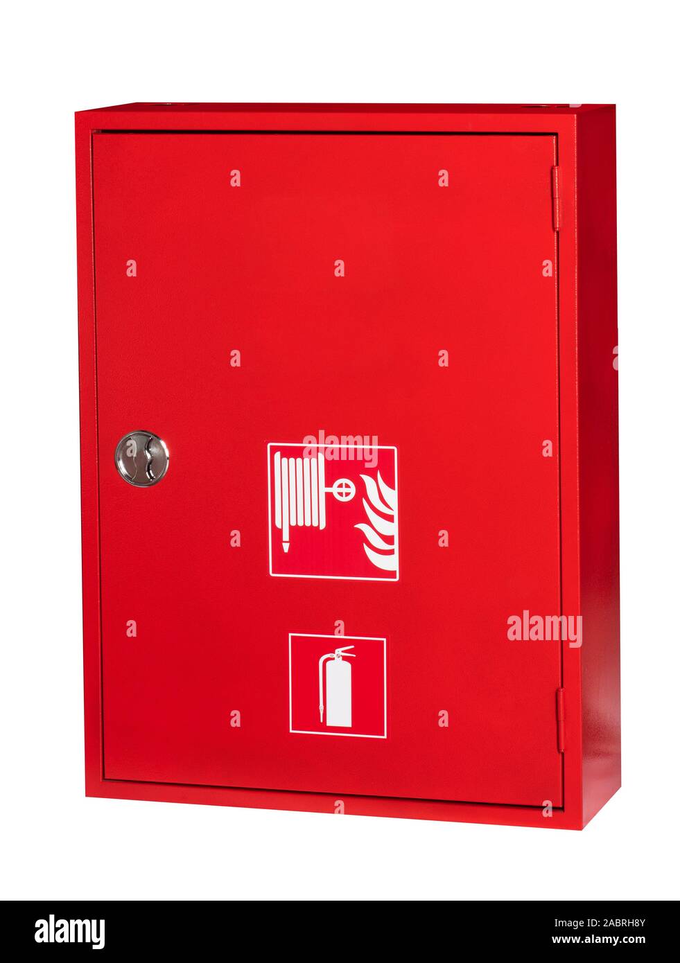 Industrial fire equipment cabinet in white background Stock Photo