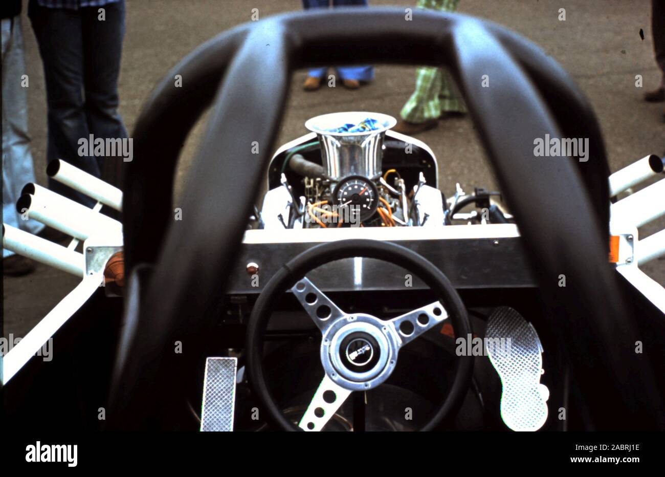 Santa Pod Race Track - 'Custom Car' close-up engine shot photograph taken at race track by Harry in England 1978 Stock Photo
