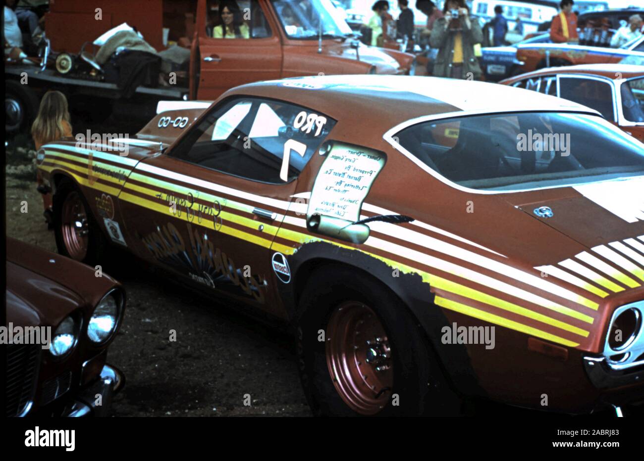 Santa Pod Race Track - Mustang photograph taken at race track by Harry in England 1978 Stock Photo