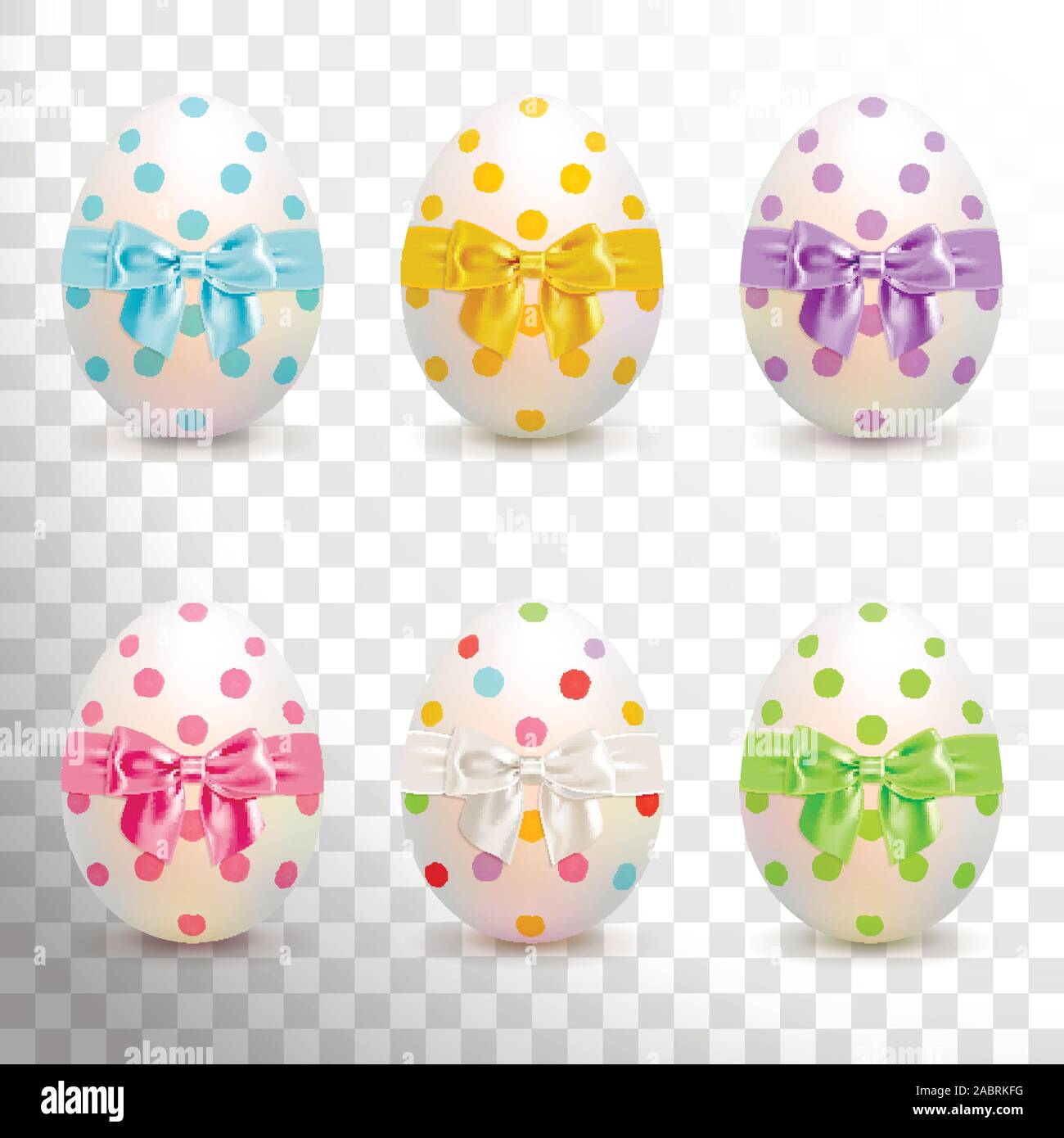 painted easter eggs set on transparent background Stock Vector