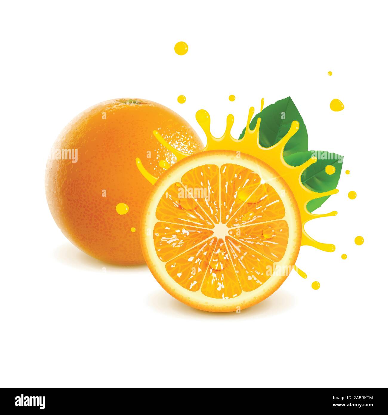 Ripe whole orange citrus Cut Out