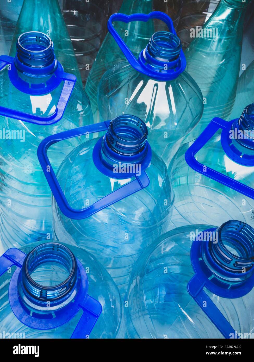 Empty plastic bottles. Recycling, industry, packing and food storage
