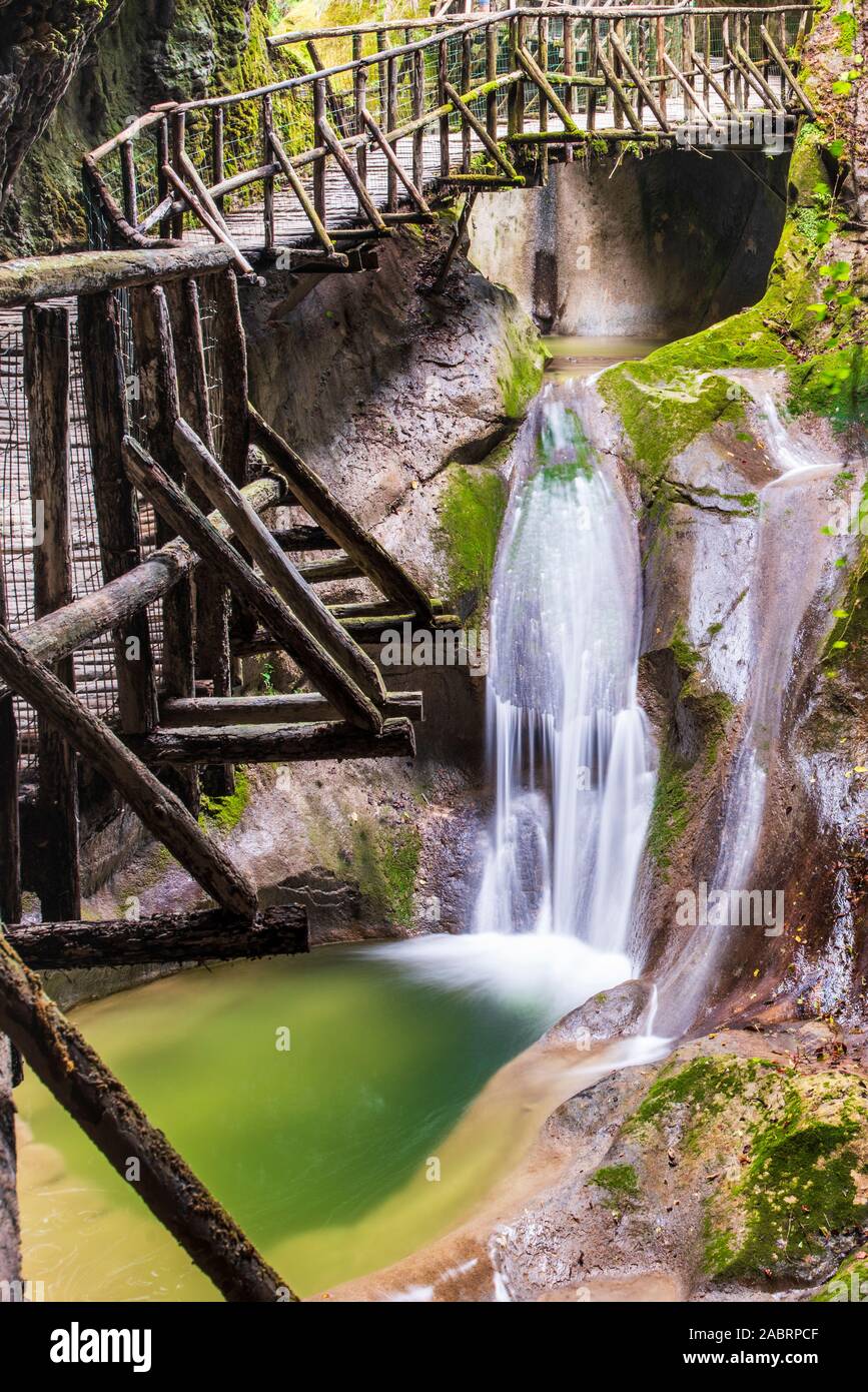 Caglieron caves and waterfalls. Emerald colored magic Stock Photo - Alamy