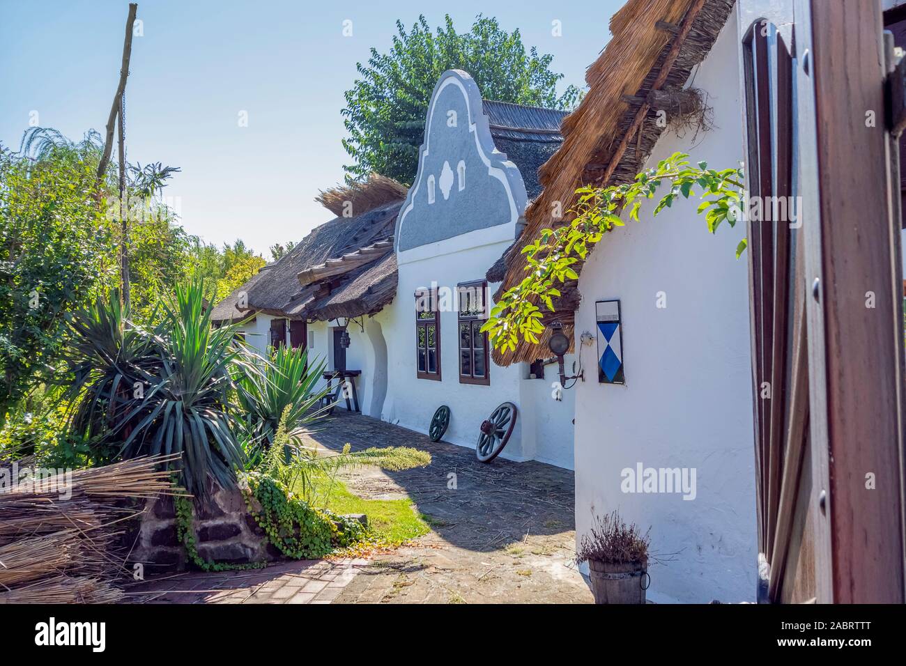idyllic scenery with traditional houses in Apetlon, a town in a area named Burgenland in Austria Stock Photo
