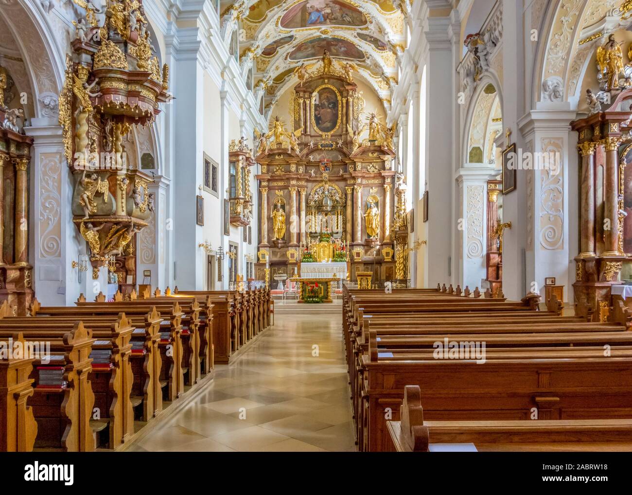 impression in the Basilica church with the Franciscan monastery in Frauenkirchen, a town in Austria Stock Photo