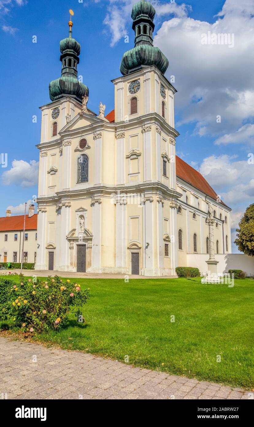 Basilica church with the Franciscan monastery in Frauenkirchen, a town in Austria Stock Photo