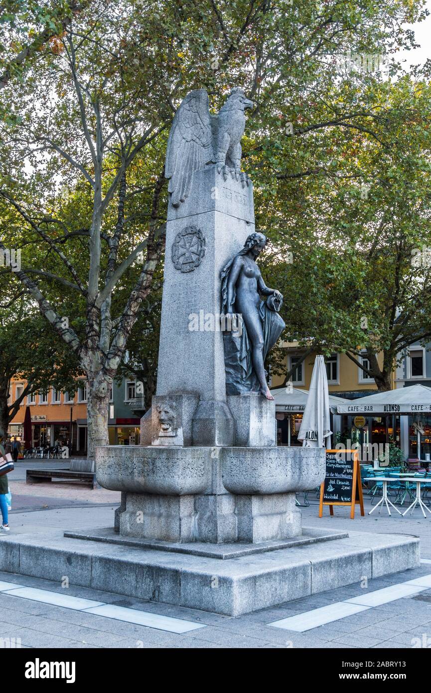 'Mutter Kinzig', Franco- Prussian war memorial, by Xaver Reich, 1905, Kehl, Baden-Württemberg, Germany Stock Photo