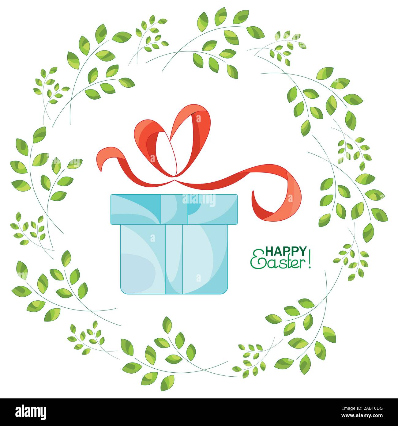Gift on a background with sprigs. Happy Easter! Stock Vector