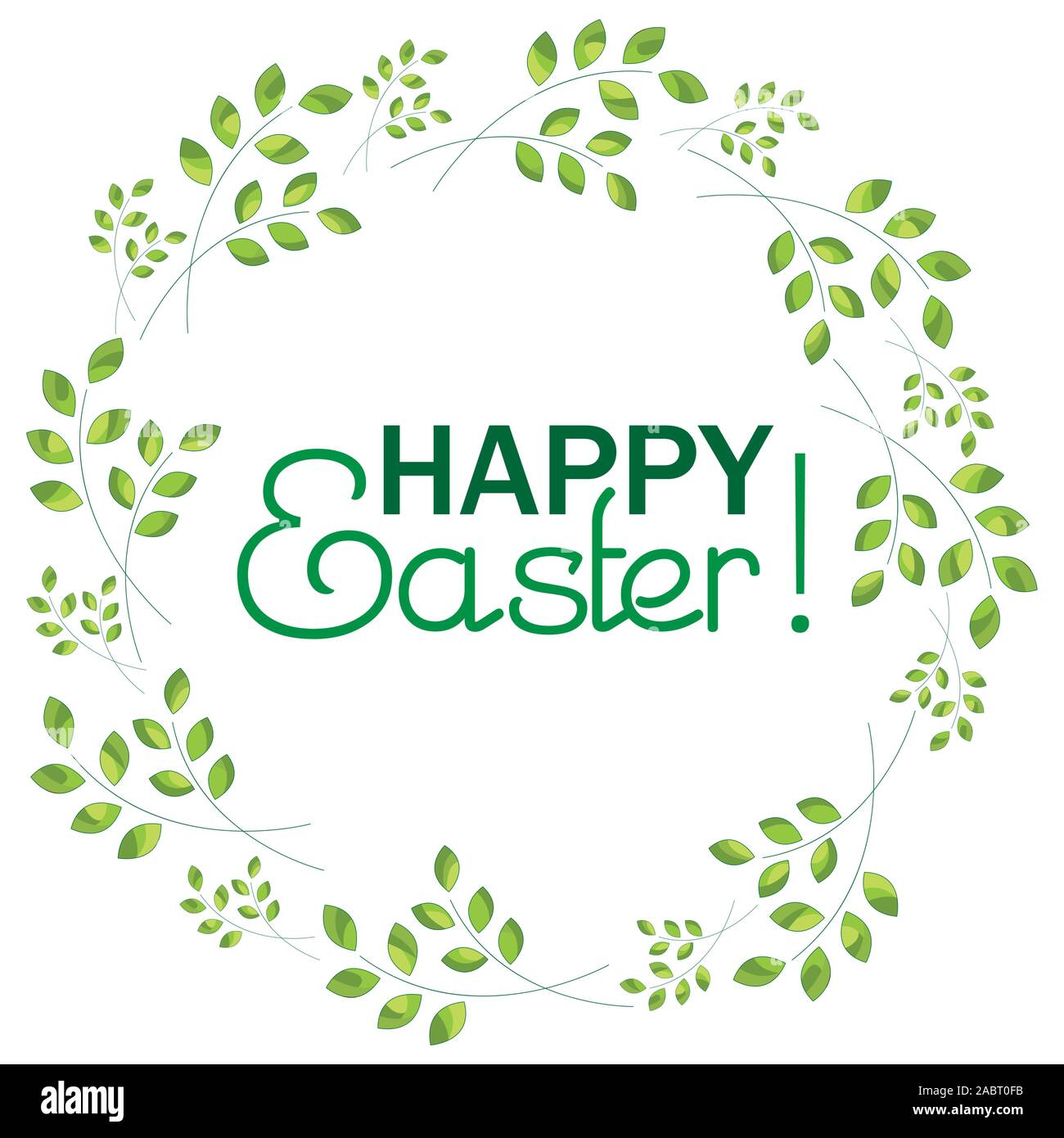 Inscription Happy Easter on a background with sprigs Stock Vector