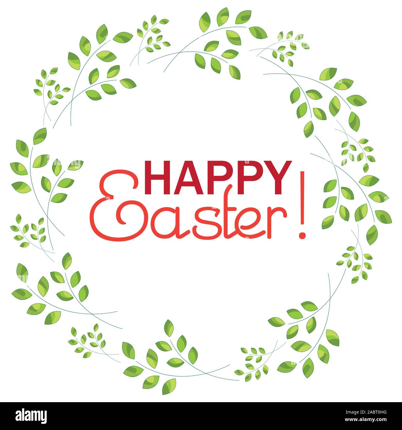 Inscription Happy Easter on a background with sprigs Stock Vector
