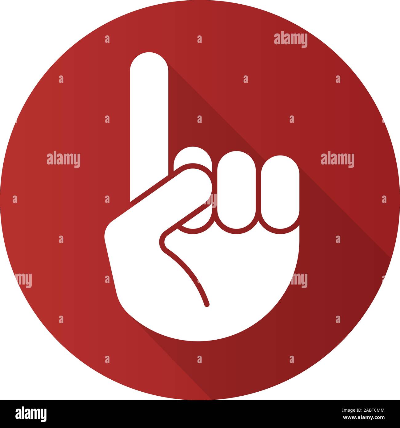 Attention flat design long shadow icon. Index finger. Point up gesture