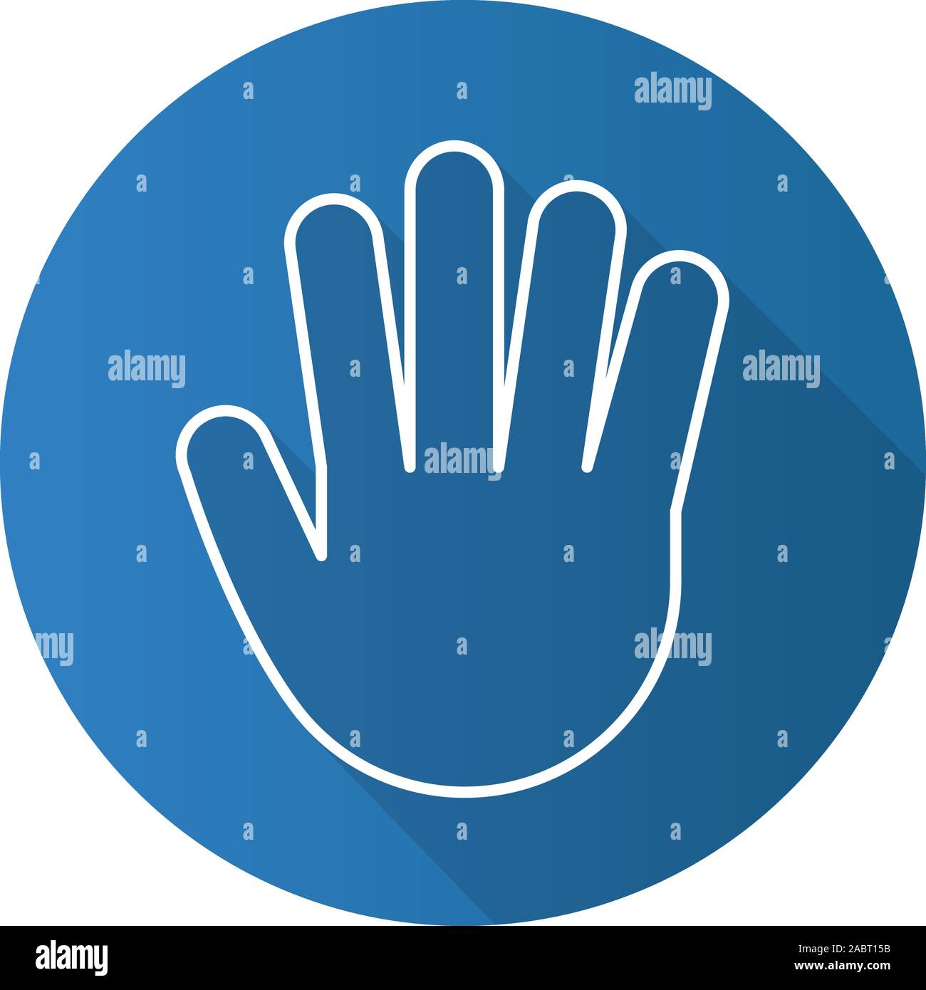 Hand flat linear long shadow icon. Palm. Greeting and high five gesture ...