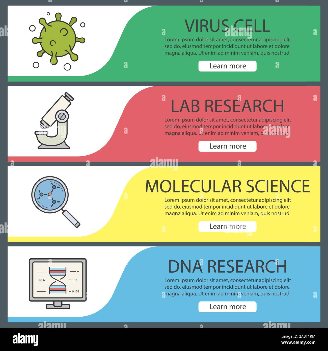 Chemical Laboratory Banner Templates Set Easy To Edit Virus Cell