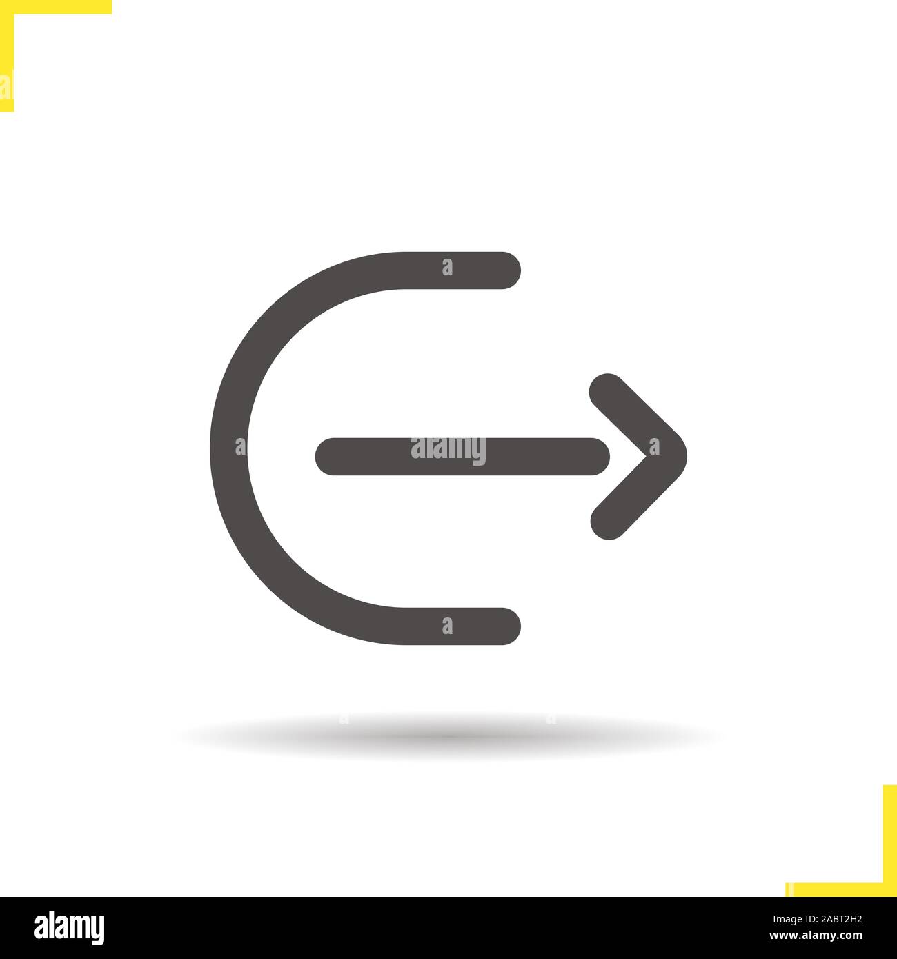 Send file icon. Arc with arrow. Drop shadow share files digital symbol