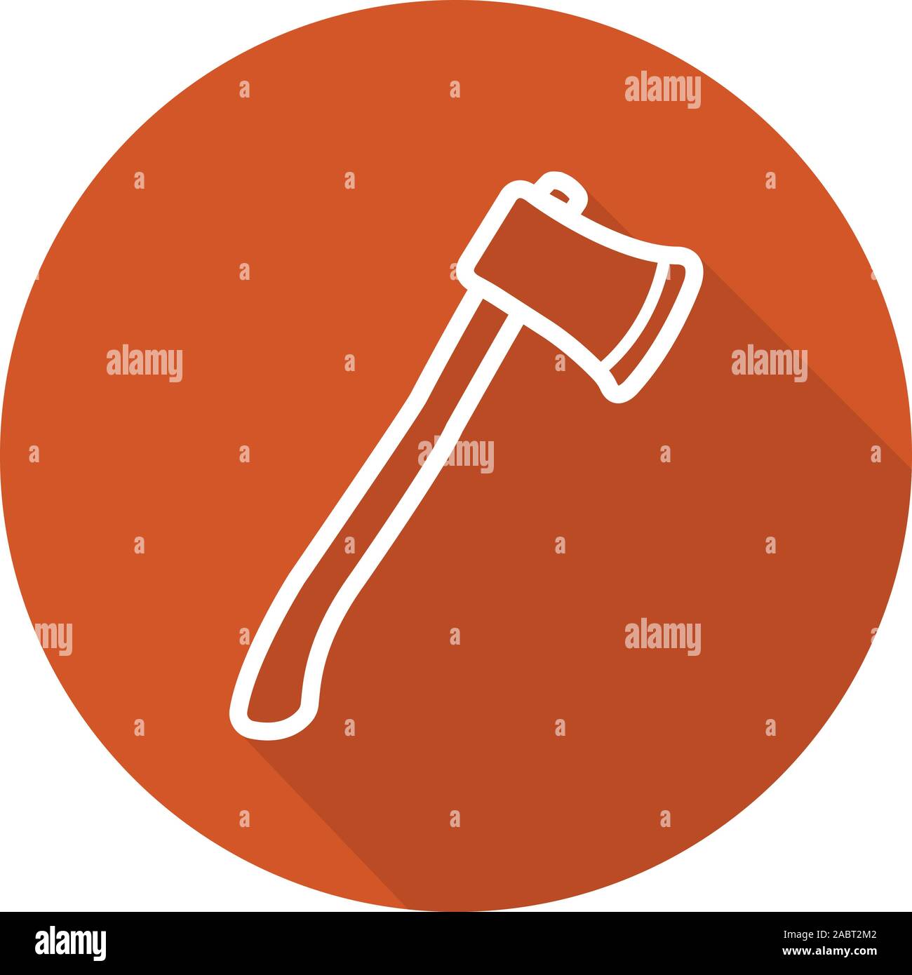 Axe flat linear long shadow icon. Lumberjack ax. Hatchet. Vector line symbol Stock Vector