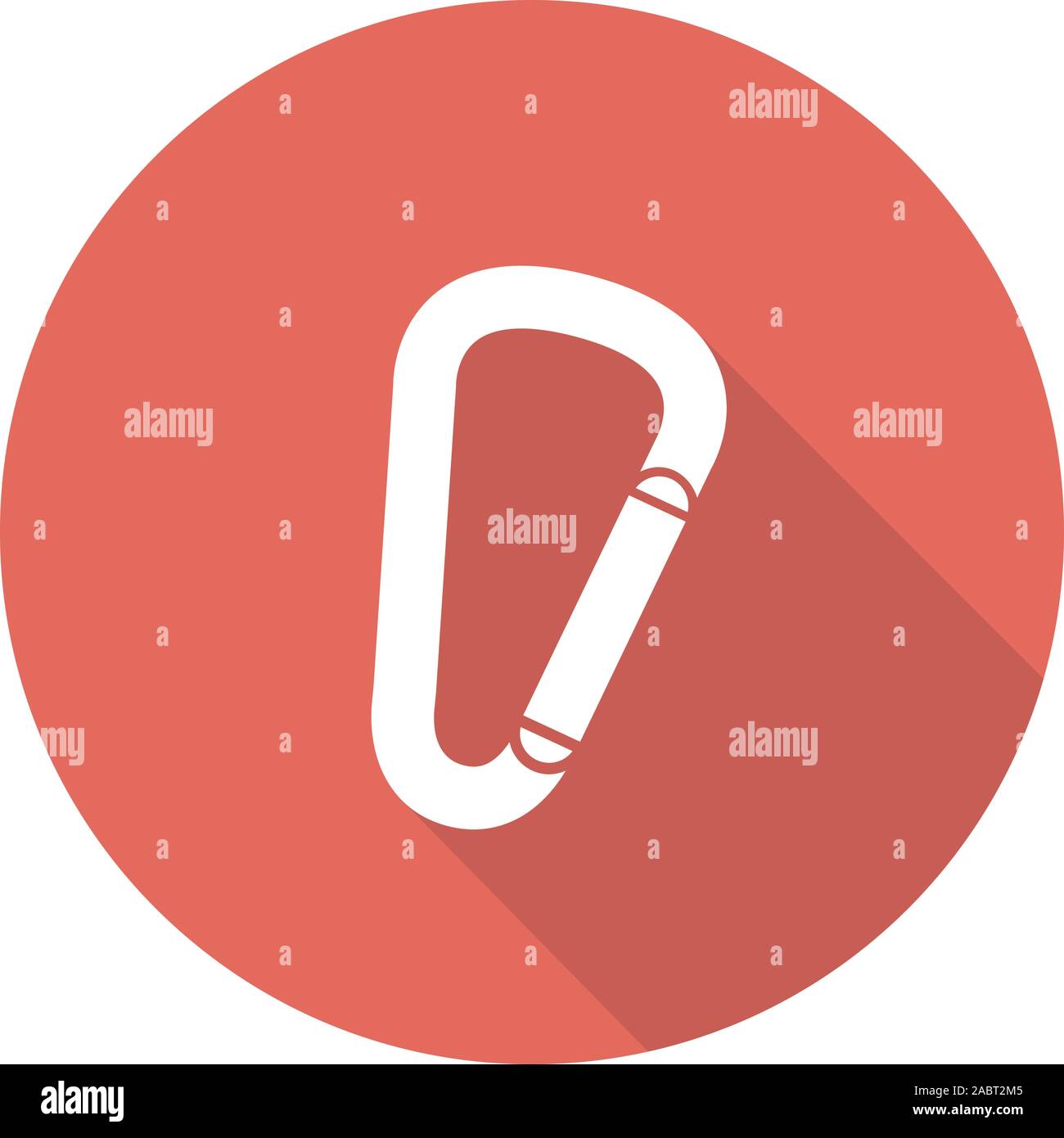 Carabiner flat design long shadow icon. Spring hook. Vector silhouette symbol Stock Vector