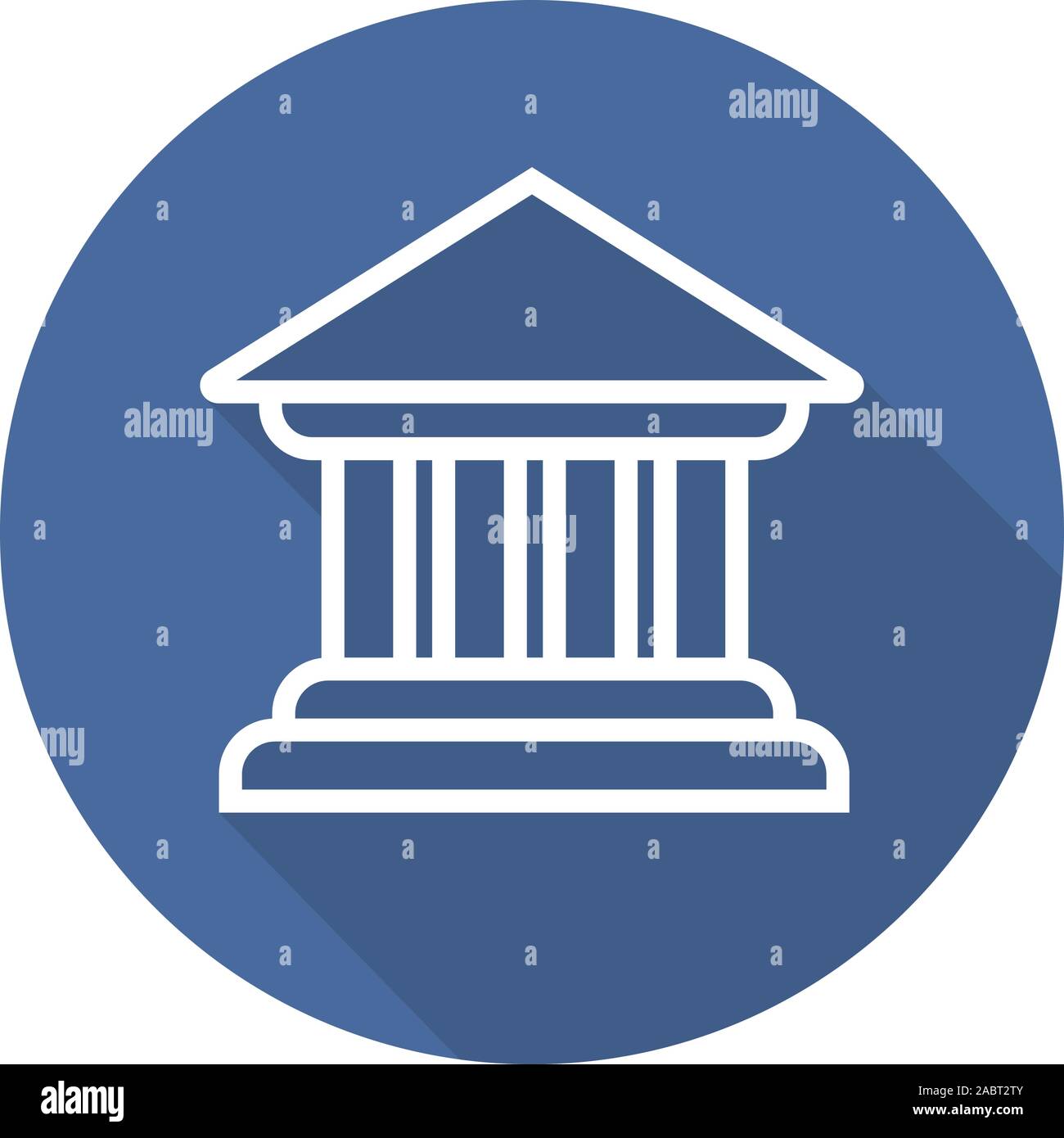 Bank building flat linear long shadow icon. Courthouse. Vector line ...