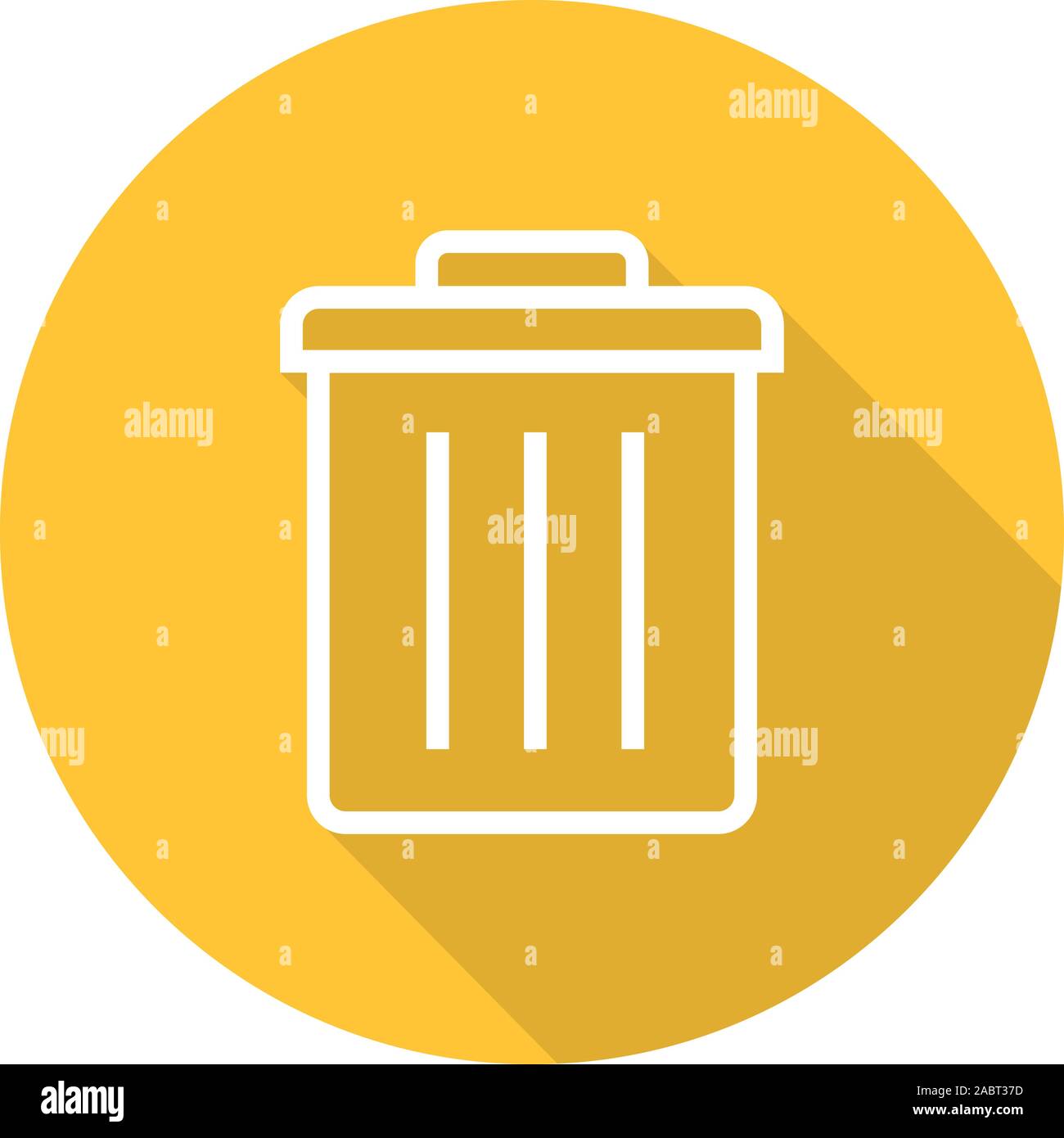 Trashcan flat linear long shadow icon. Dustbin. Trash bin. Vector line symbol Stock Vector