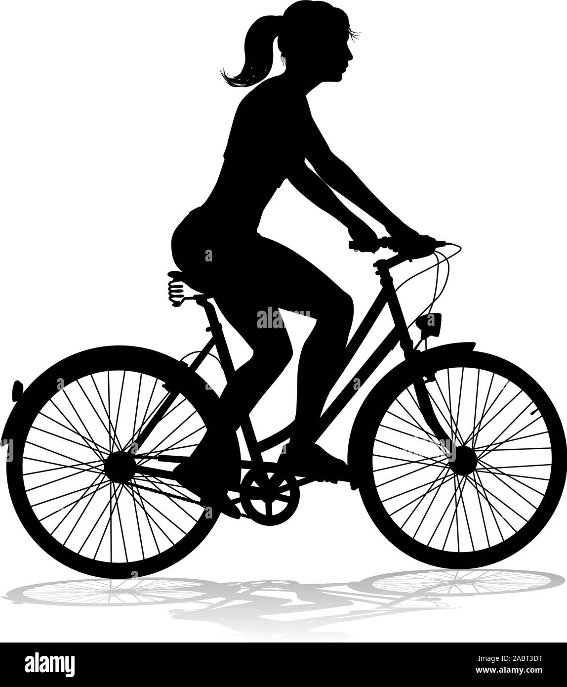 Woman Bike Cyclist Riding Bicycle Silhouette Stock Vector Image & Art ...