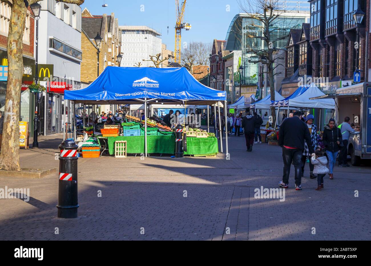 Fruit and vegetable stall in StainesUponThames Market in High Street