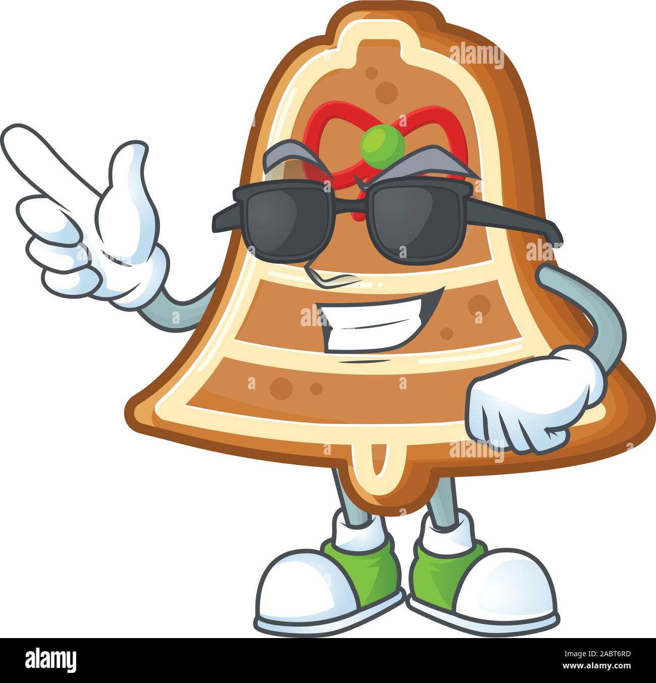 Super cool bell cookies character wearing black glasses Stock Vector