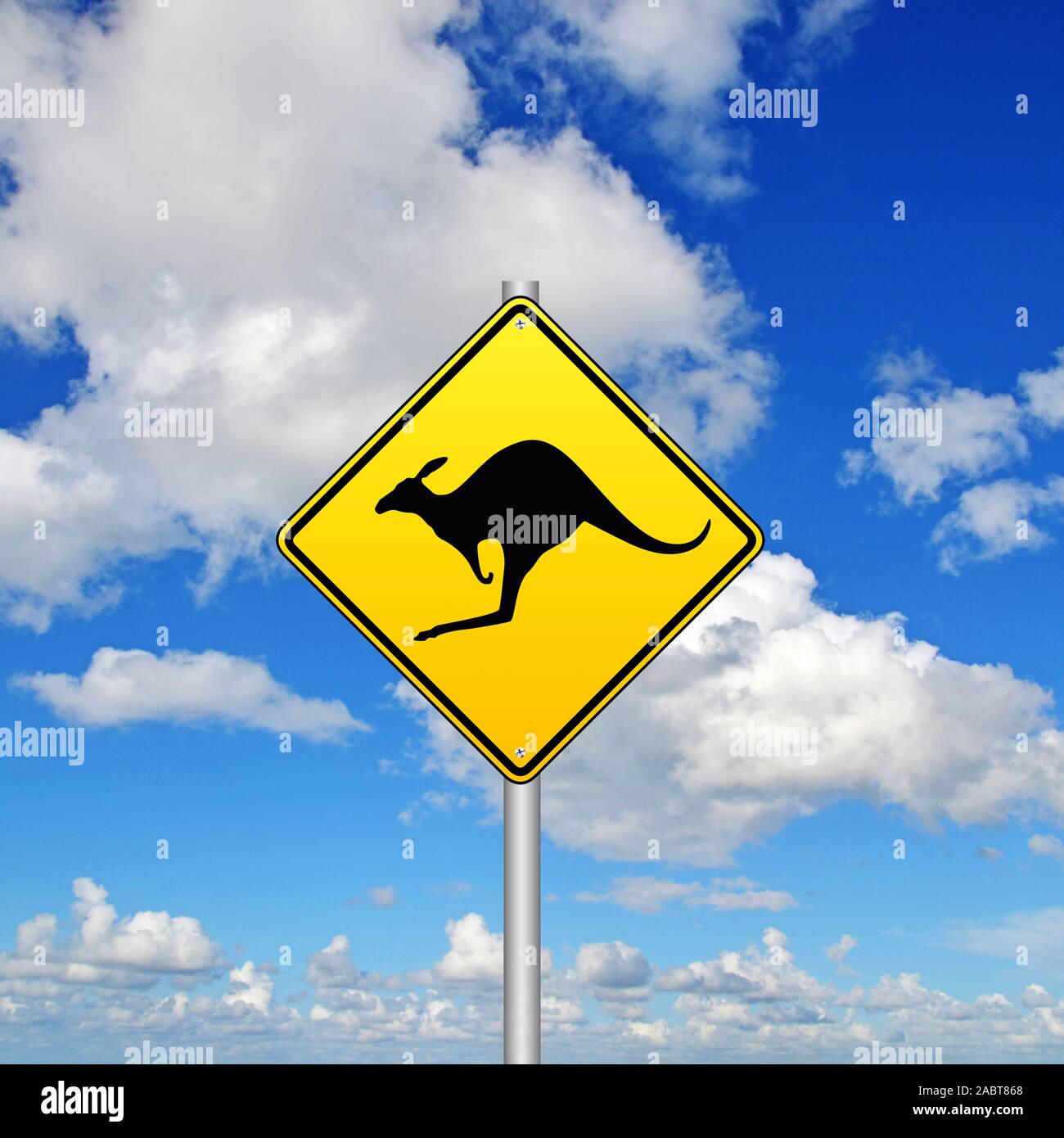 Warnschild, Vorsicht Kaenguruh, Australien, Stock Photo