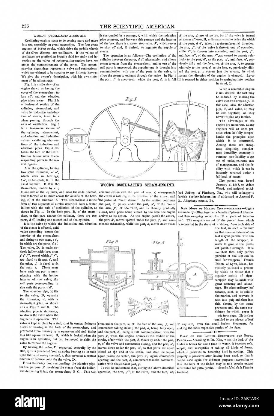WOOD'S OSCILLATING STEAM-ENGINE., scientific american, 1859-10-15 Stock Photo