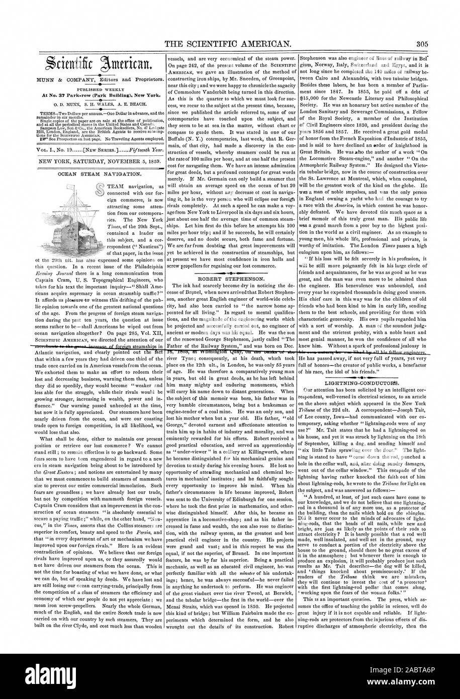 THE SCIENTIFIC AMERICAN. 305, 1859-11-05 Stock Photo