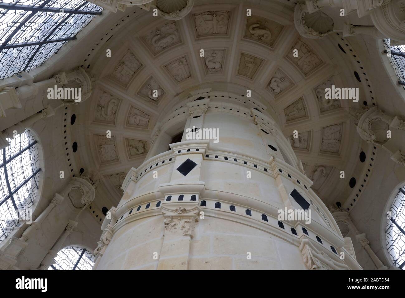 Chambord castle double staicase, France. Stock Photo