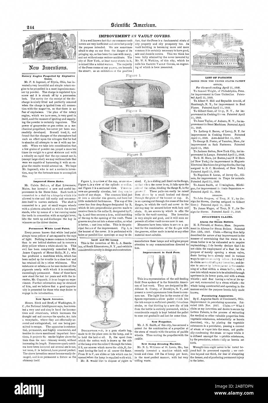 Led Paint Inventor IMPROVEMENT IN VAULT COVERS. Rotary Engine Propelled by Explosive Gases ...