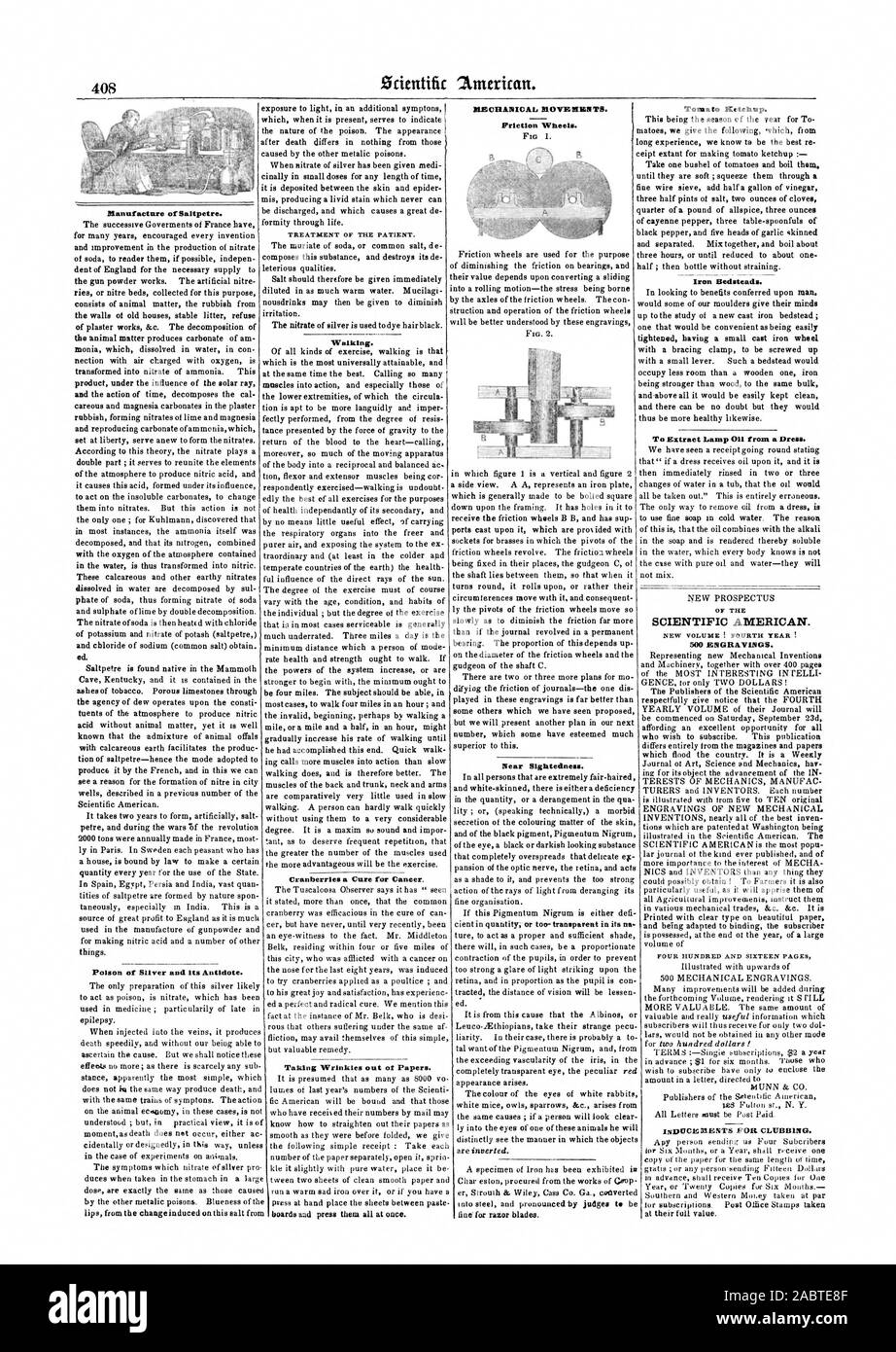 in the quantity or a derangement in the qua Manufacture of Saltpetre. TREATMENT OF THE PATIENT. Walking. Cranberries a Cure for Cancer. Taking Wrinkles out of Papers. Tomato Ketchup. Iron Bedsteads. would some of our moulders give their minds tightened having a small cast iron wheel with a bracing clamp to be screwed up and above all it would be easily kept clean and there can be no doubt but they would To Extract Lamp OH from a Dress. OF THE SCIENTIFIC AMERICAN. NEW VOLUME ! FOURTH YEAR ! 500 ENGRAVINGS. FOUR HUNDRED AND SIXTEEN PAGES Poison of Sliver and its Antidote., 1848-09-09 Stock Photo