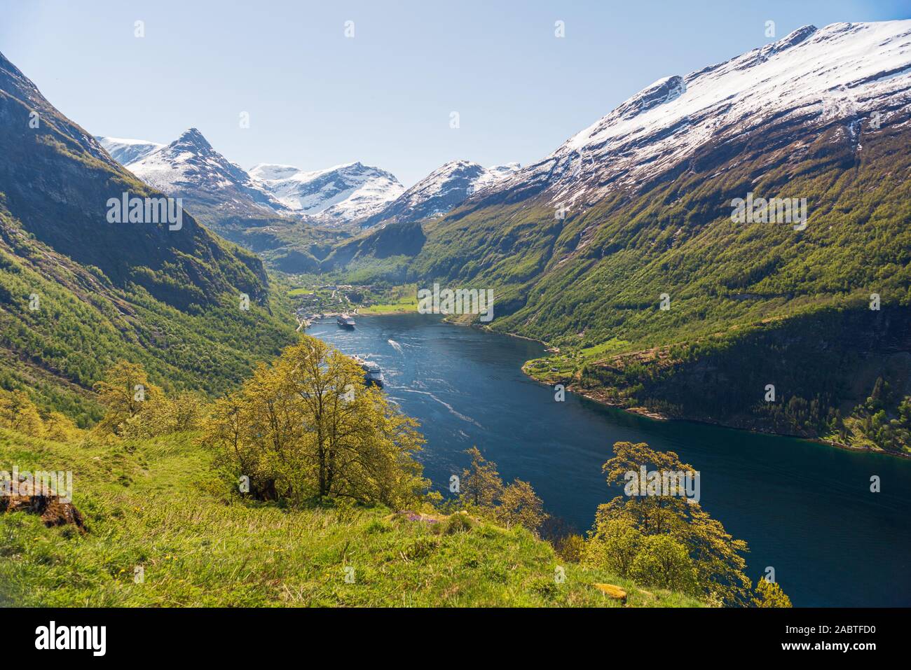 Fjords Spring nature sceneries inside Geiranger fjord during a spring day Stock Photo ...