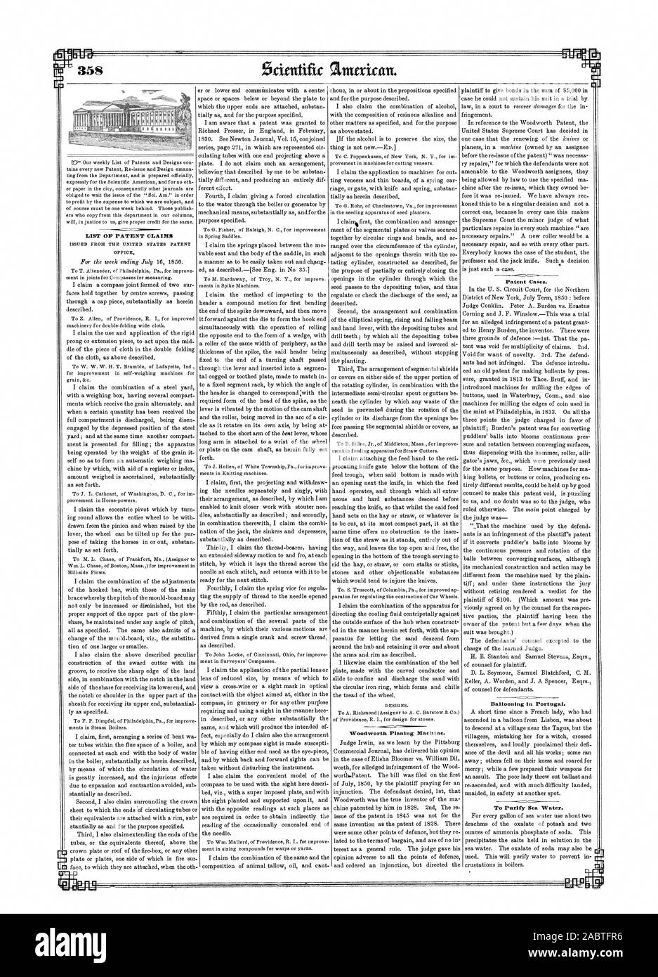 United states patent office woodworth patent hires stock photography