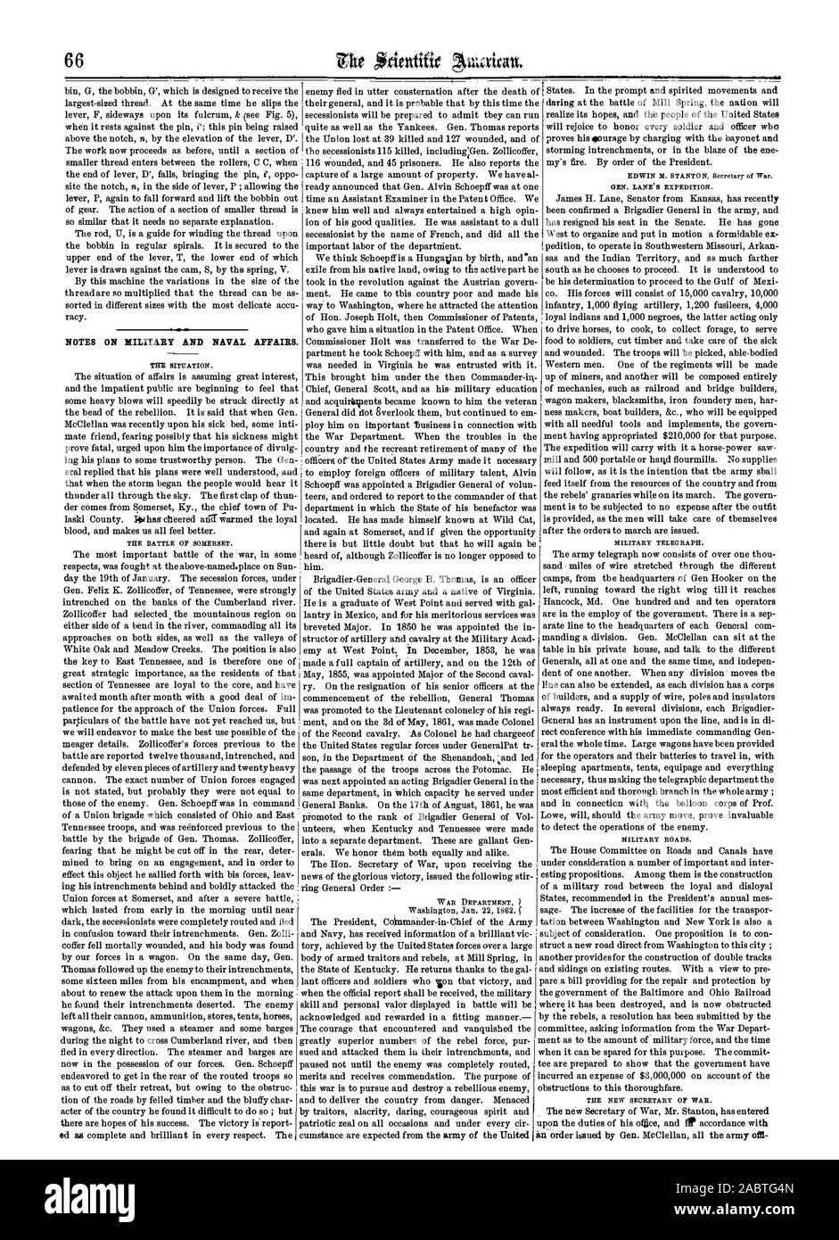 NOTES ON MILITARY AND NAVAL AFFAIRS., scientific american, 1862-02-01 Stock Photo