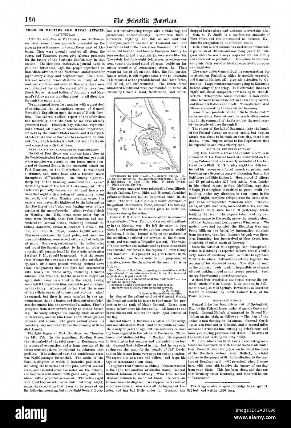130 citutifir NOTES ON MILITARY AND NAVAL AFFAIRS., scientific american, 1862-03-01 Stock Photo