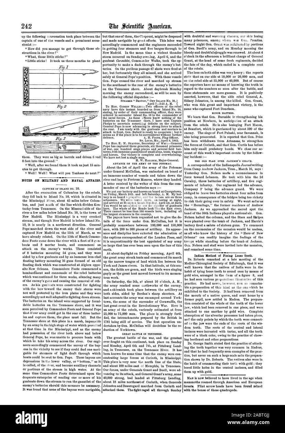 NOTES ON MILITARY AND NAVAL AFFAIRS., scientific american, 1862-04-19 Stock Photo