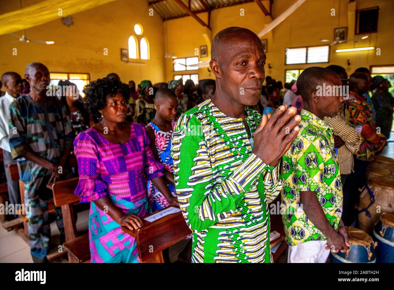 Celebration in st john paul ii catholic church kpalime togo stock
