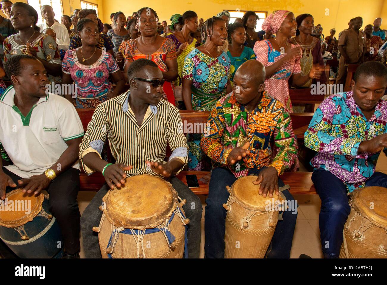 Celebration in st john paul ii catholic church kpalime togo stock