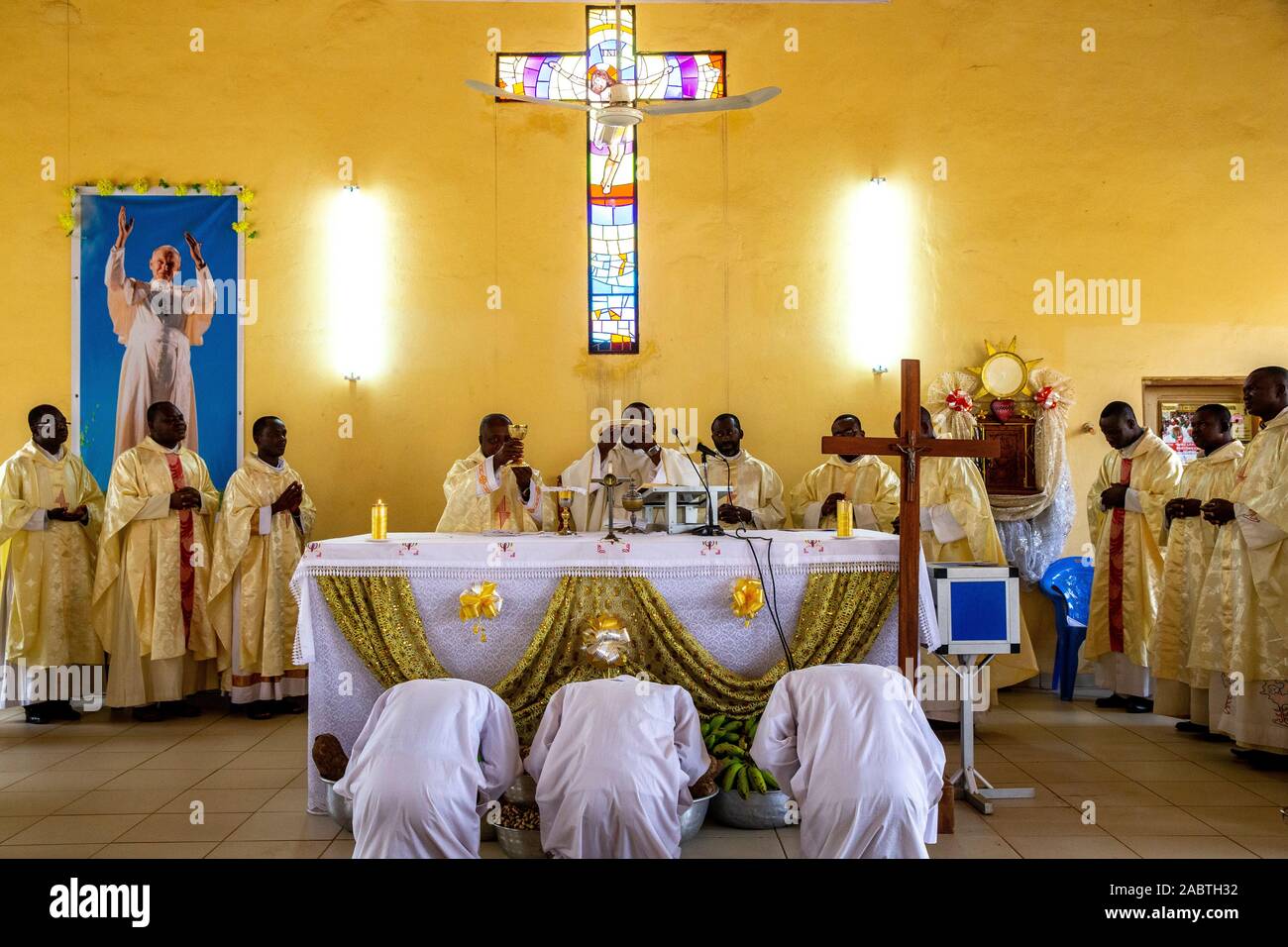 Celebration in st john paul ii catholic church kpalime togo stock