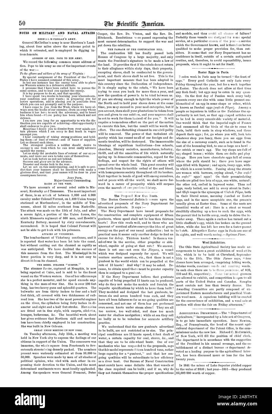 NOTES ON MILITARY AND NAVAL AFFAIRS, scientific american, 1862-07-26 Stock Photo