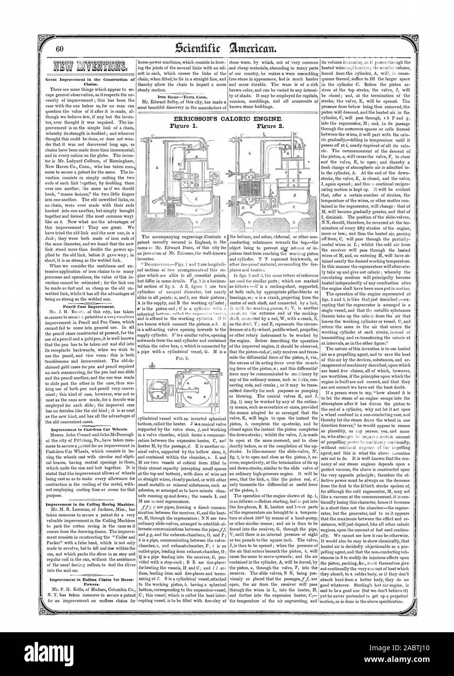 CALORIC ENGINE. C., scientific american, 1851-11-08 Stock Photo