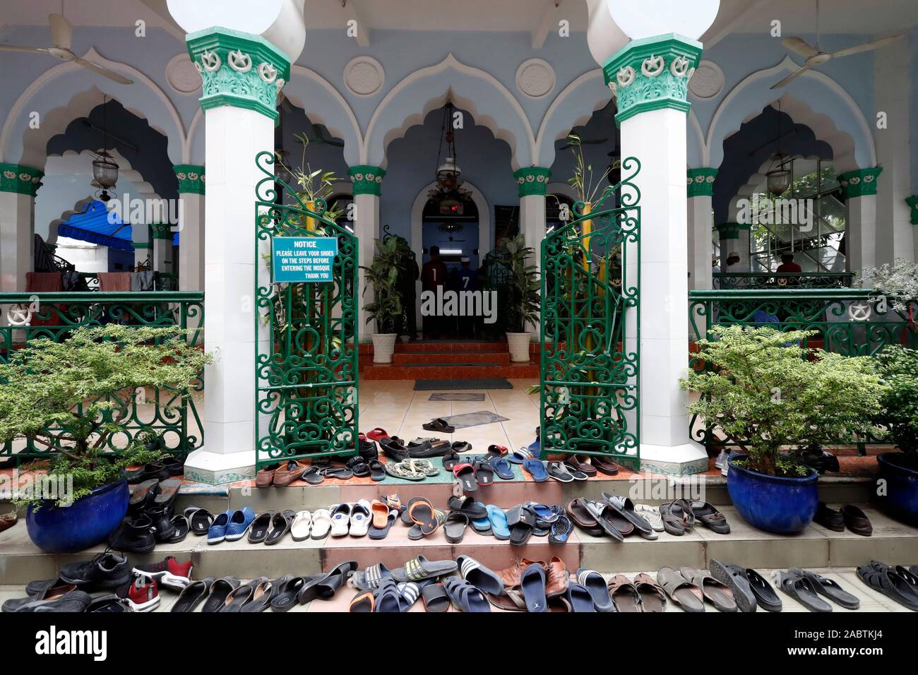 Cholon Jamail Mosque.  The friday prayer (jummah).  Shoes outside the mosque.  Ho Chi Minh City. Vietnam. Stock Photo