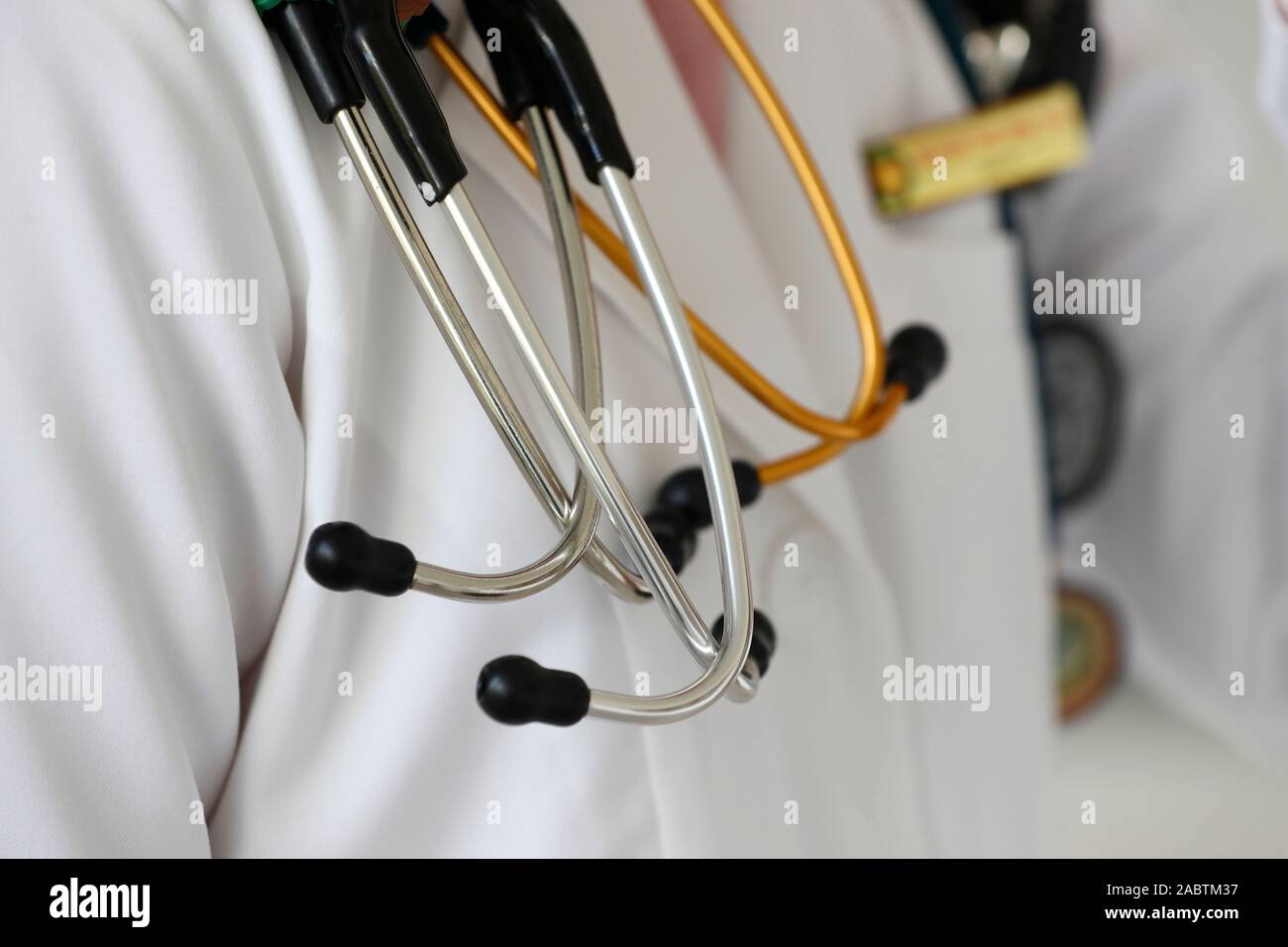 Hospital doctor with stethoscope. Cardiology.  Ho Chi Minh City. Vietnam. Stock Photo