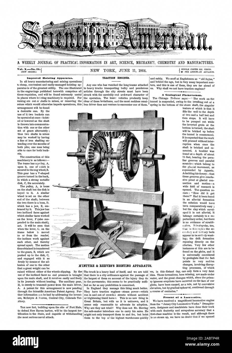 Improved Hoisting Apparatus. TRACTION ENGINES. A Geological Phenomenon